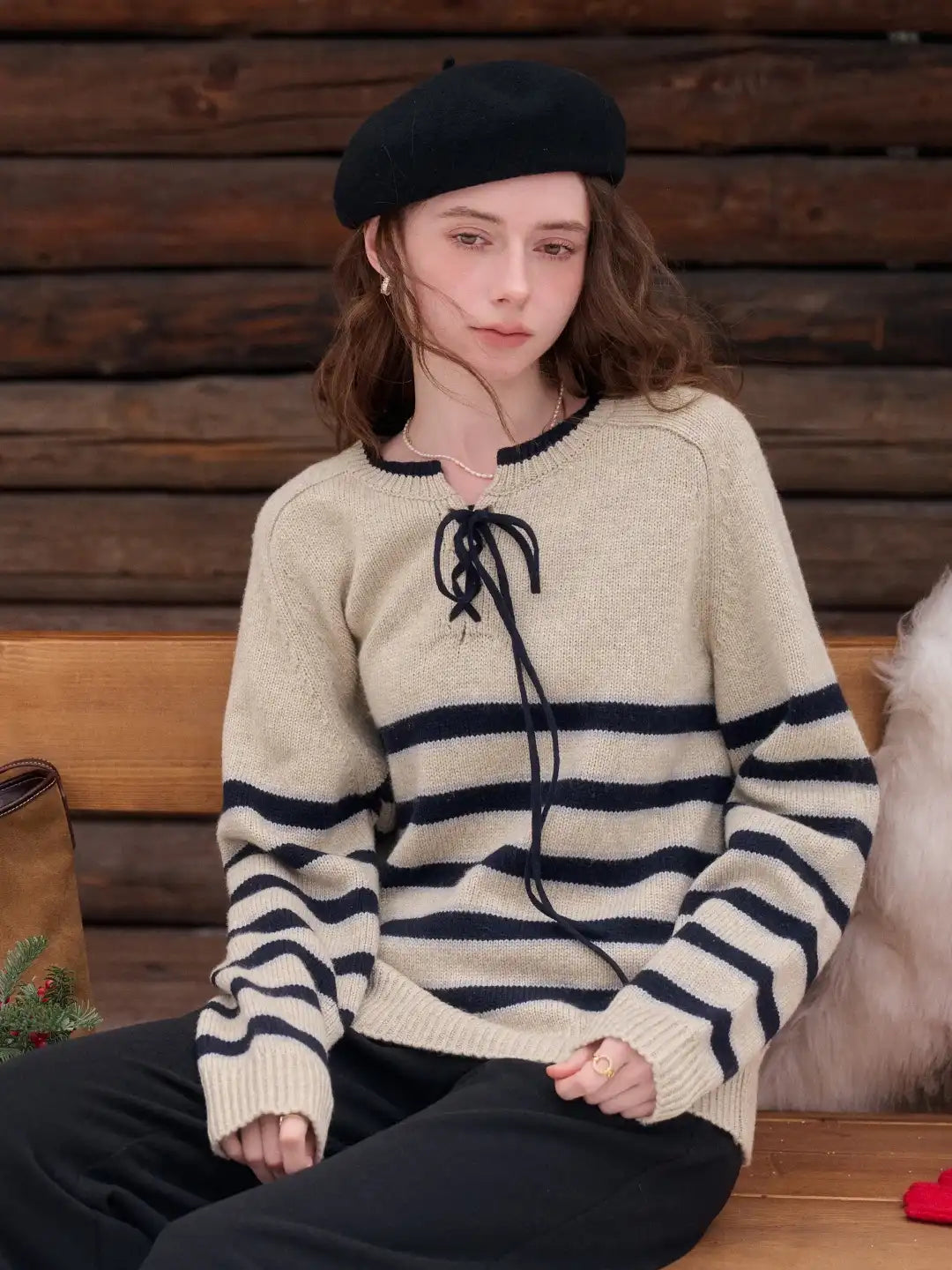 Emberlynn Round Neck Stripe Sweater