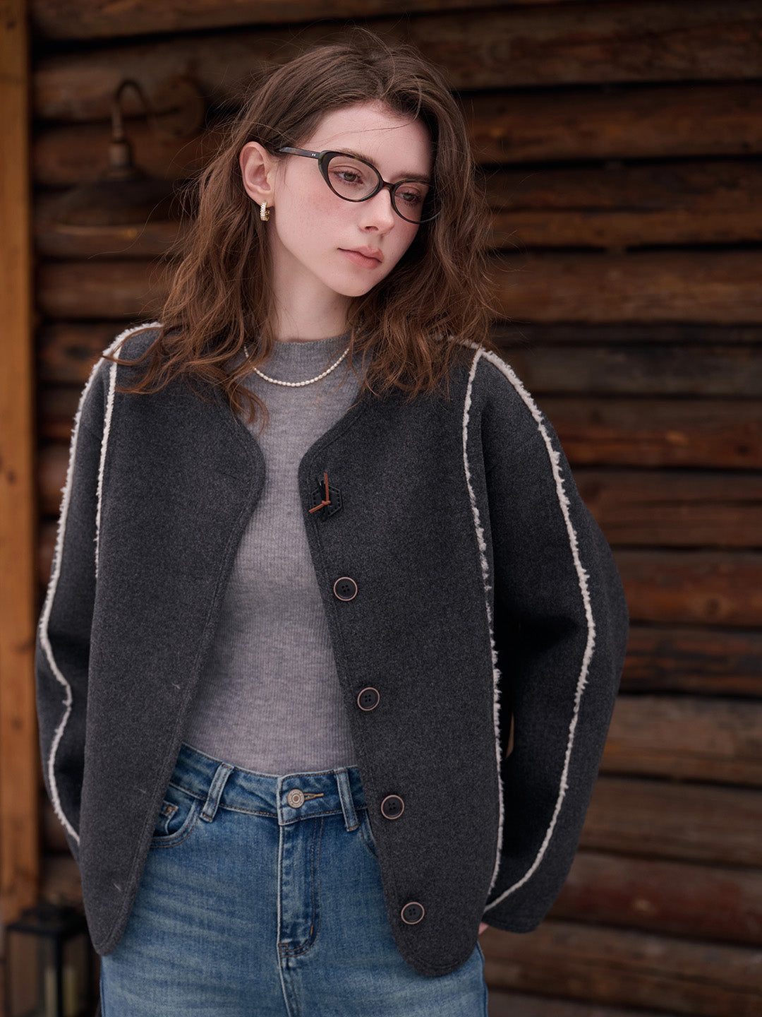 Aileen Round Neck Silhouette Coat (with Hat/Bag)