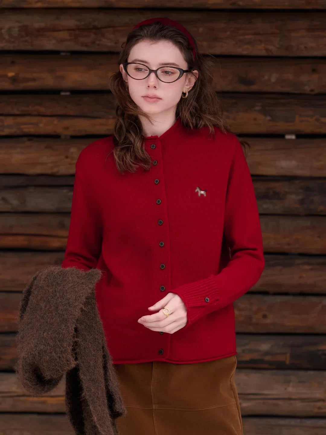 Araceli Round Neck 100% Wool Cardigan