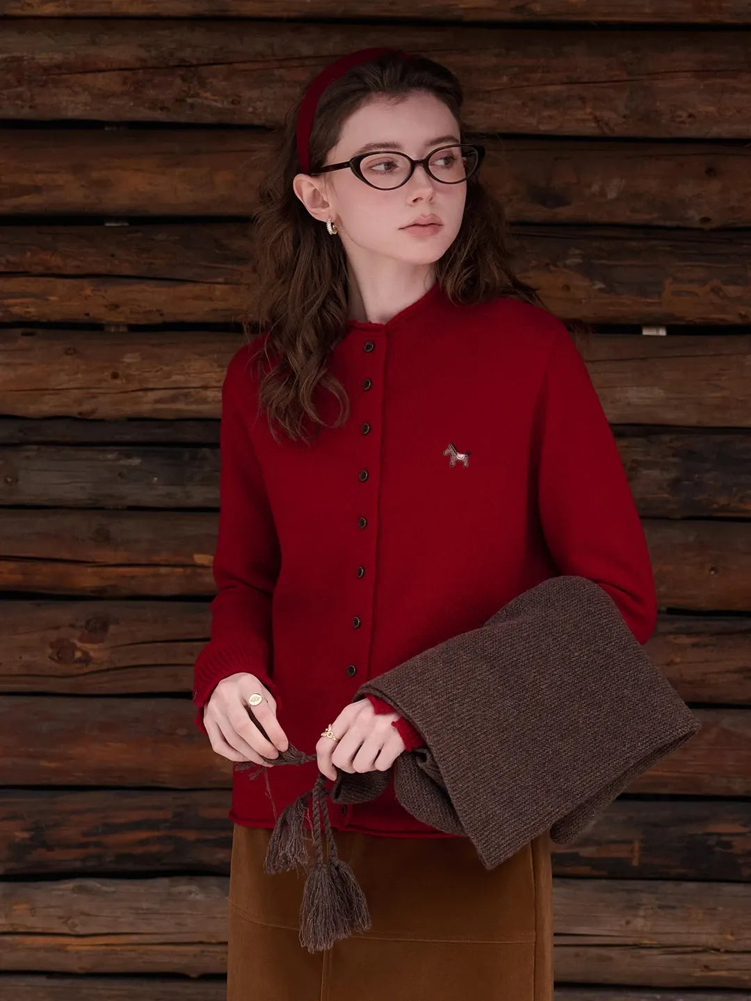 Araceli Round Neck 100% Wool Cardigan