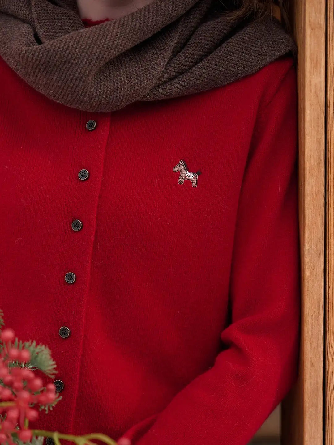 Araceli Round Neck 100% Wool Cardigan