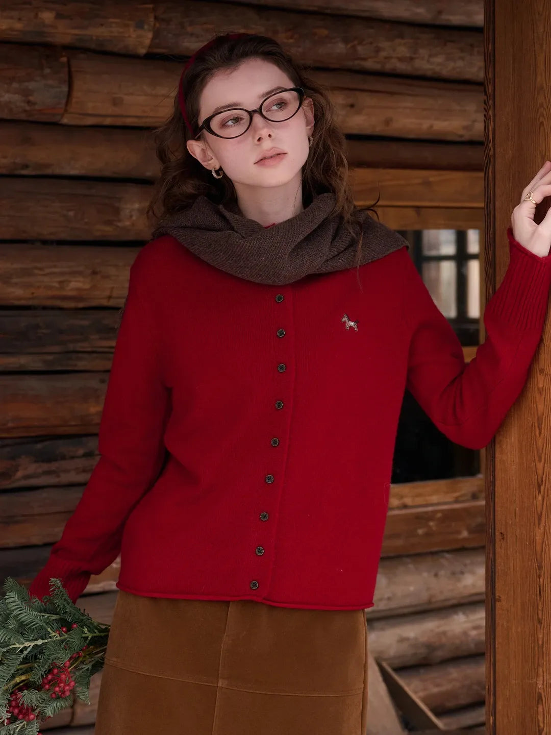 Araceli Round Neck 100% Wool Cardigan