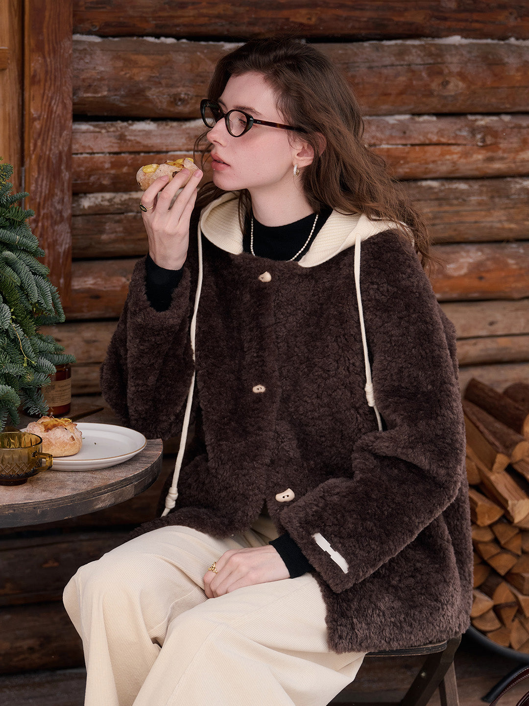 Ramona Round Neck Fluffy Coat