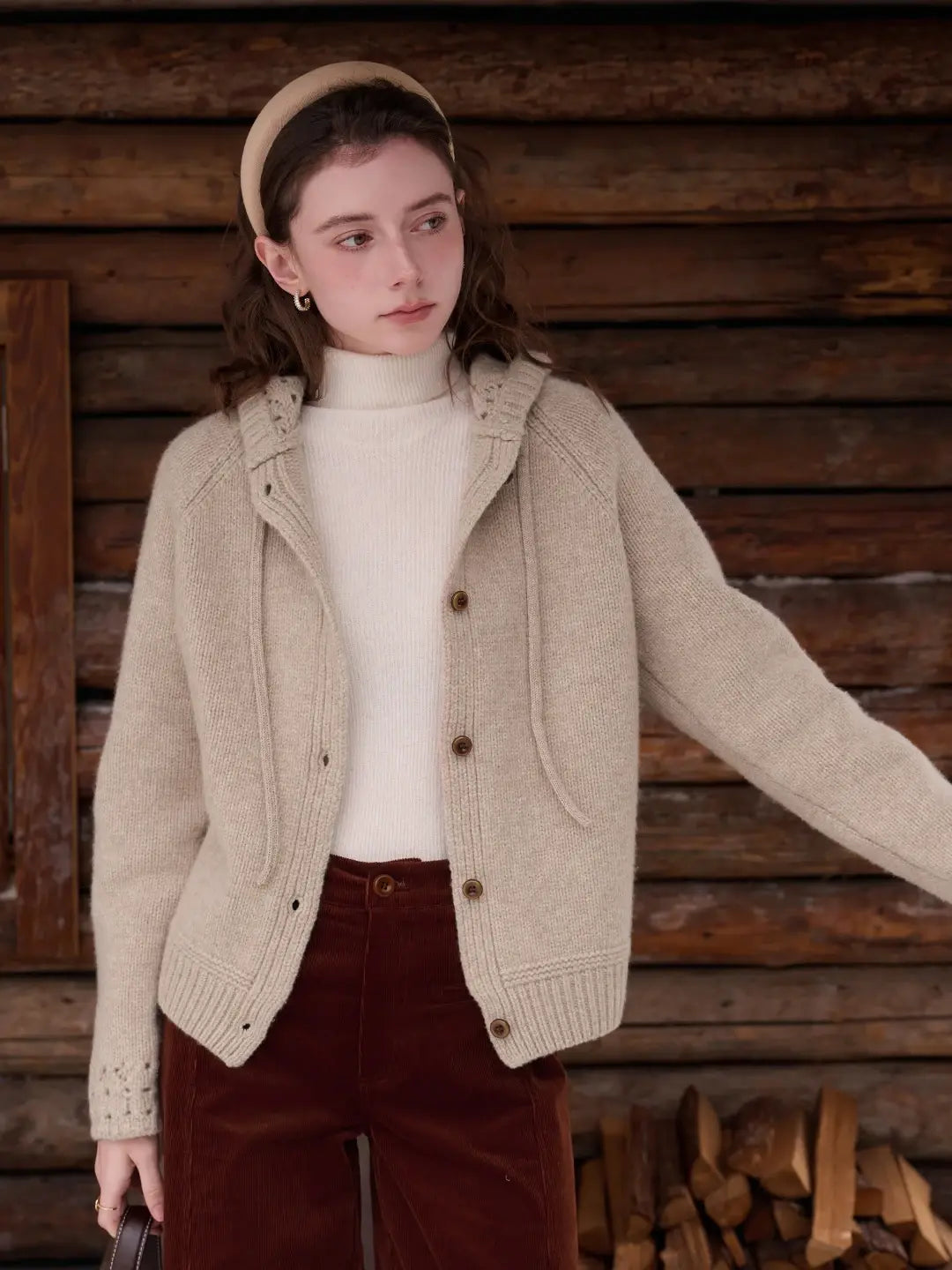 Kori 100% Wool Hoodie Cardigan