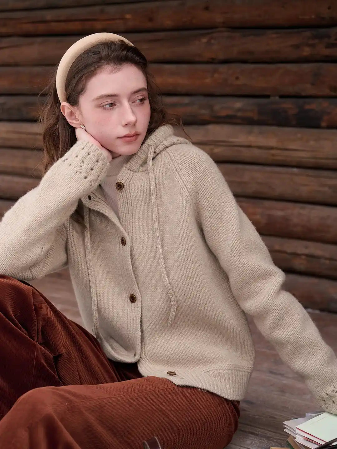 Kori 100% Wool Hoodie Cardigan