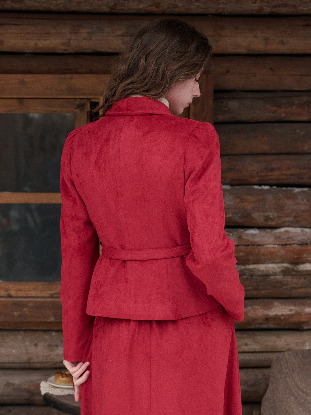 Della V-Neck Red Blazer