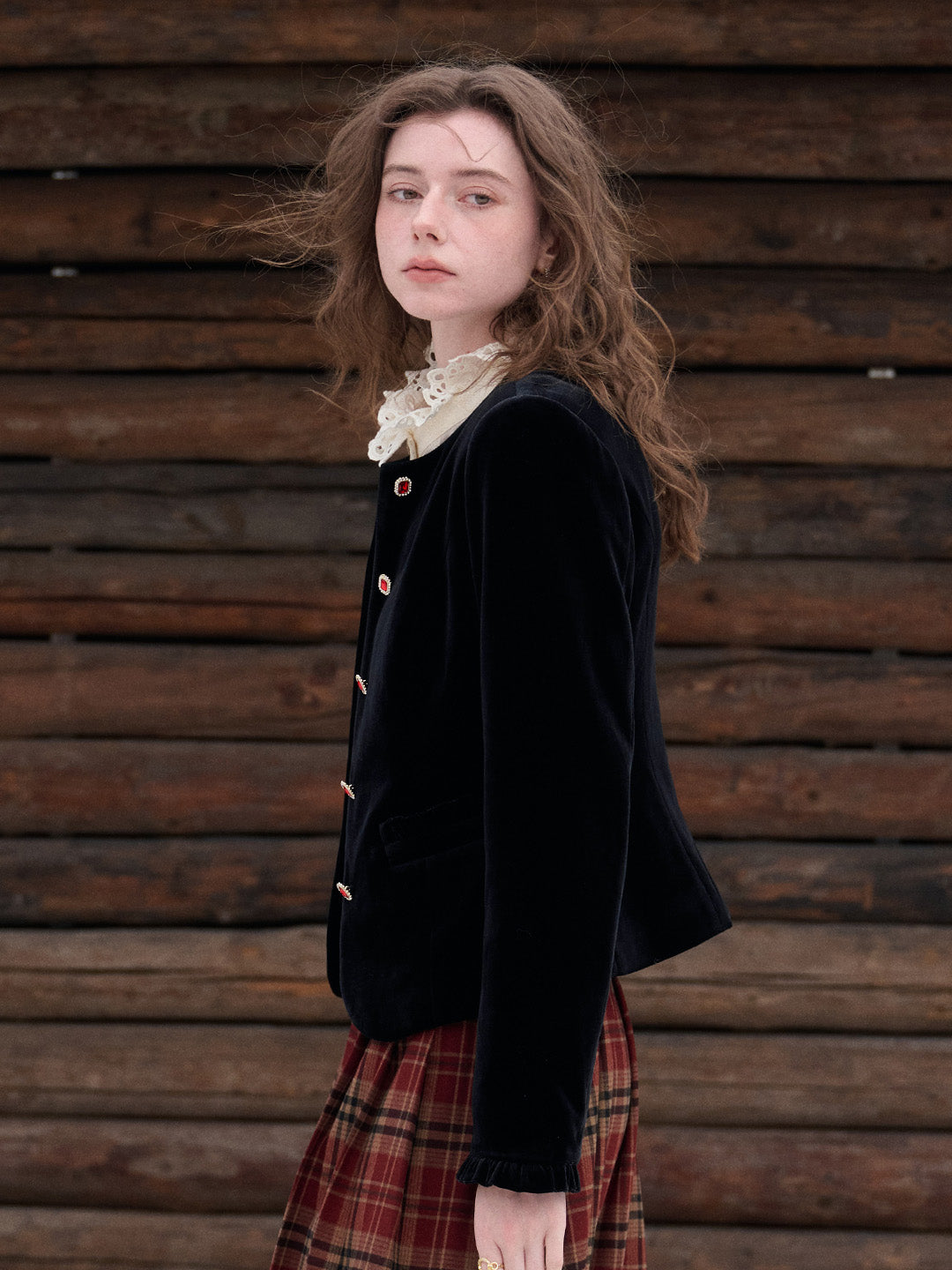 Adley Round Neck Velvet Jacket