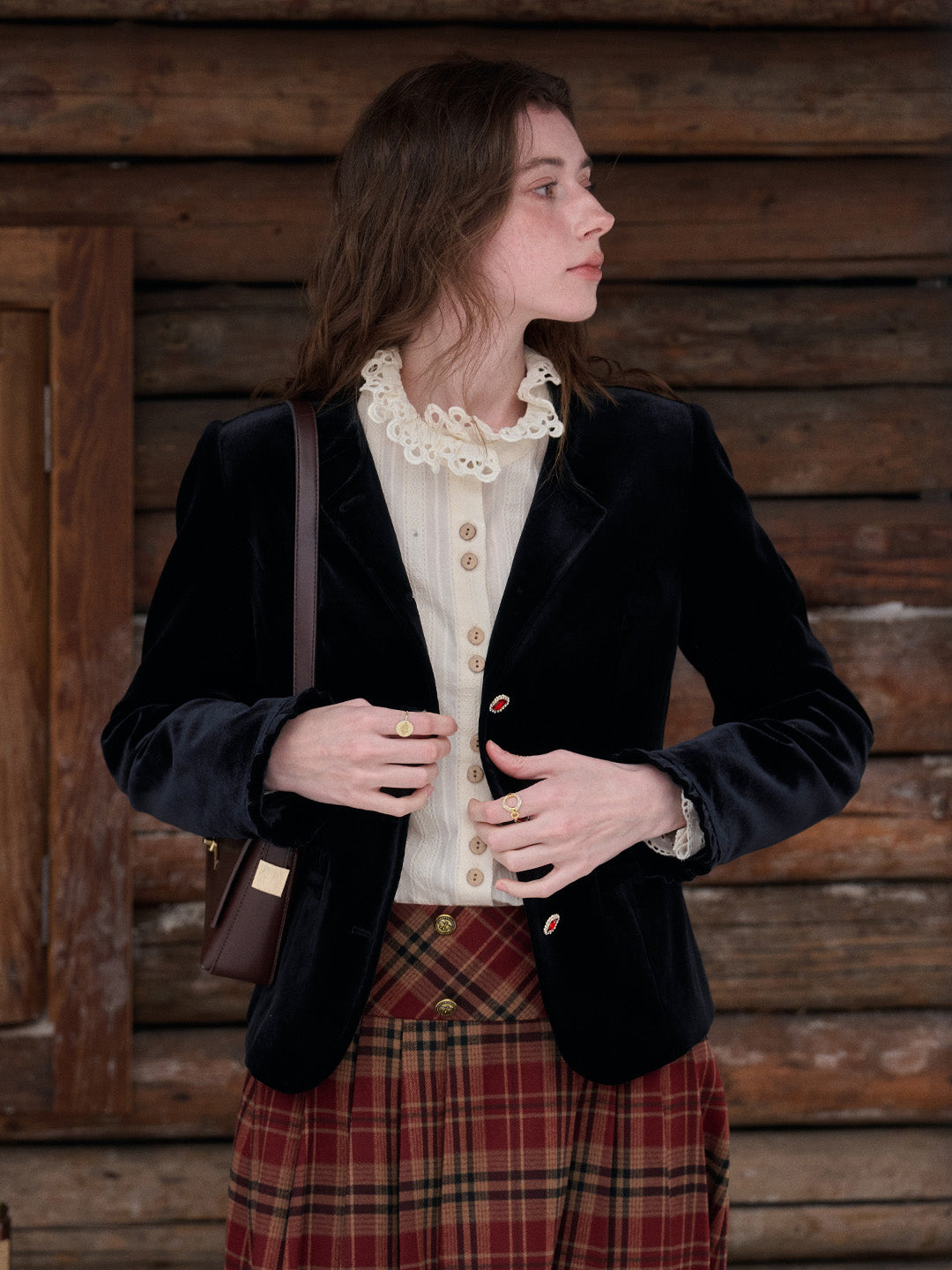 Adley Round Neck Velvet Jacket