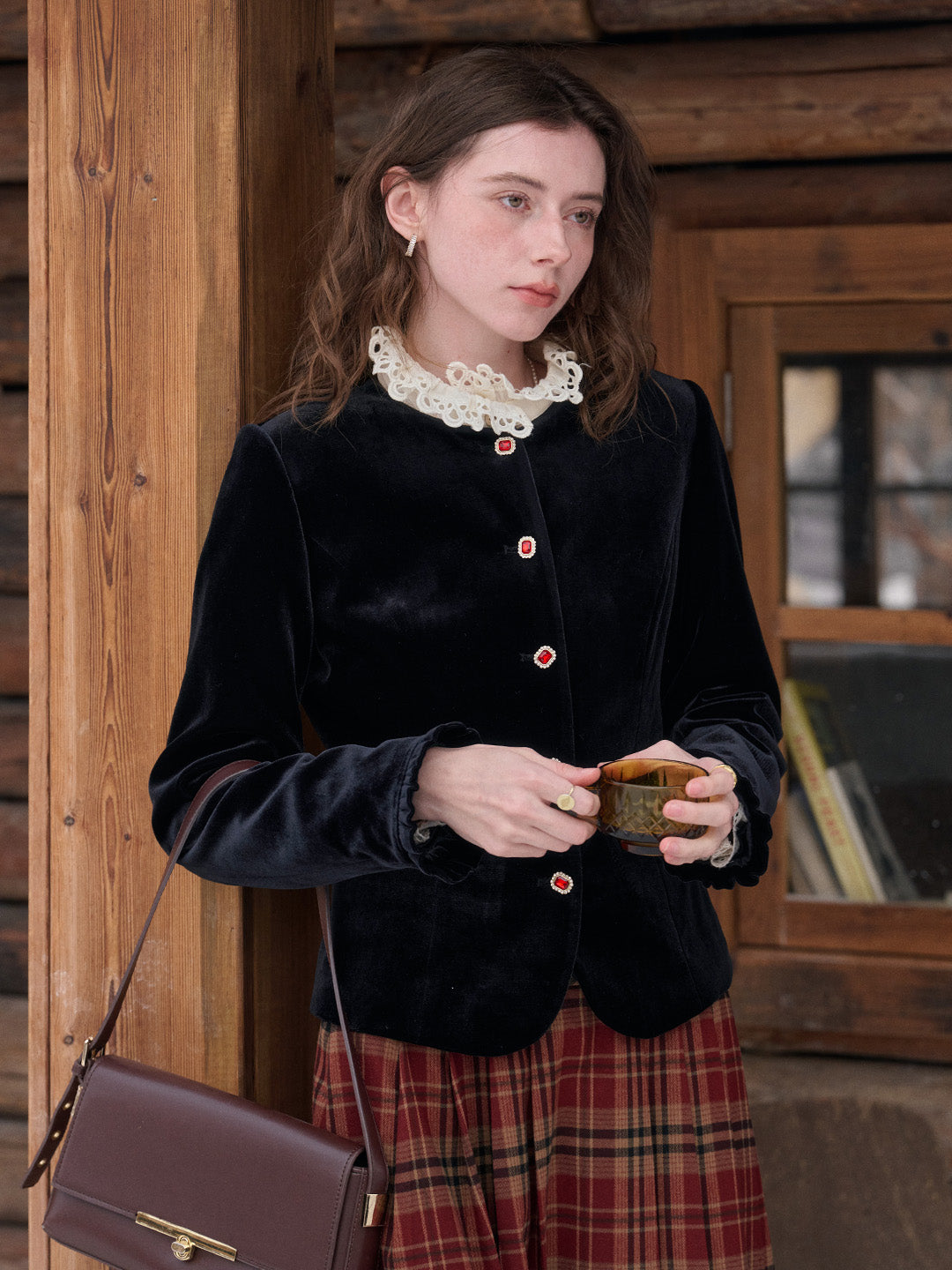 Adley Round Neck Velvet Jacket