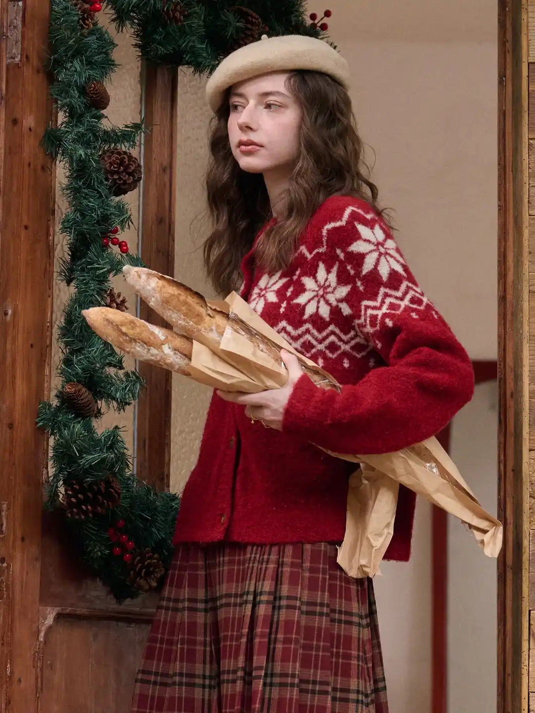 Cleo Round Neck Jacquard Cardigan