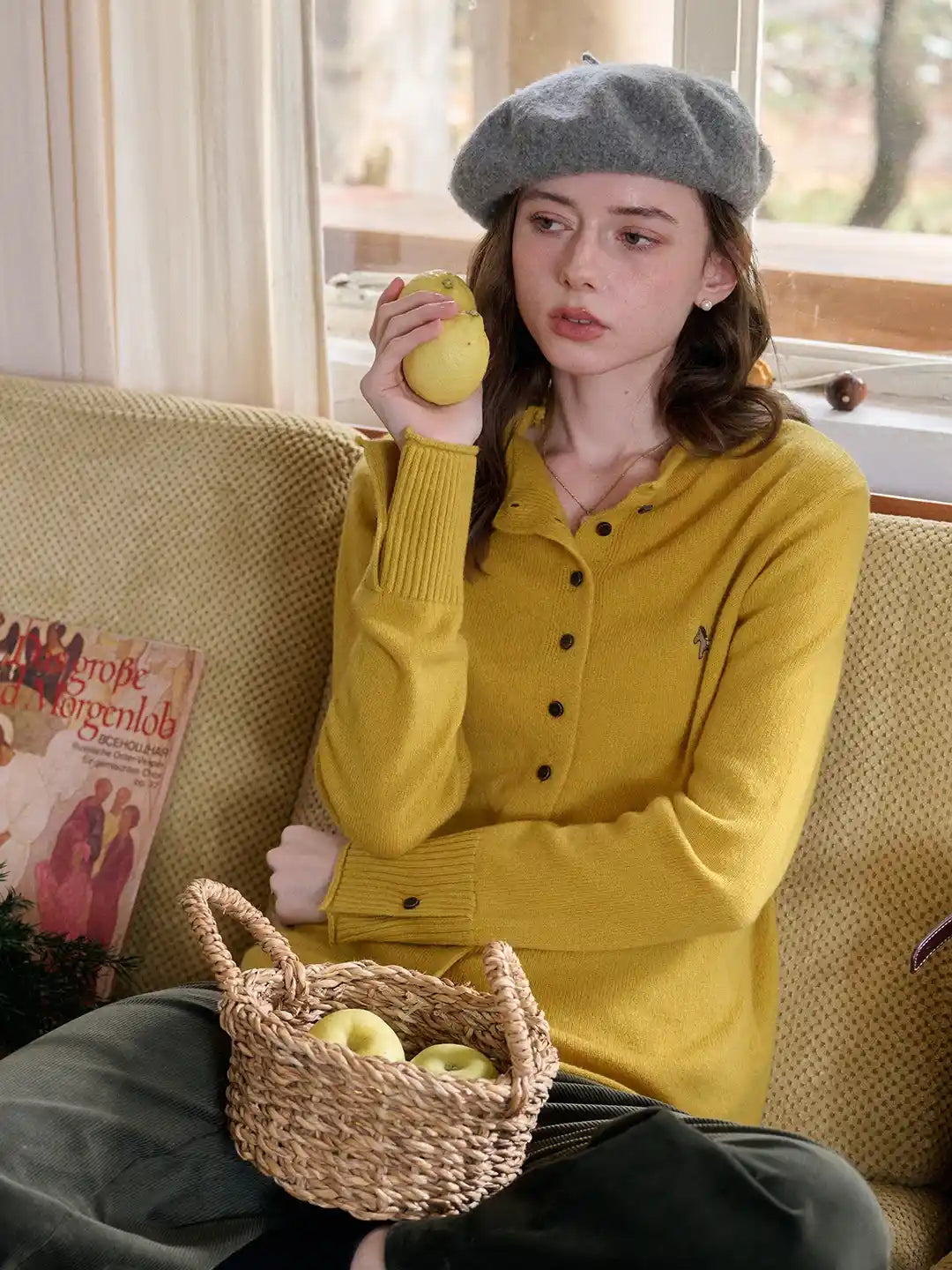 Araceli Round Neck 100% Wool Cardigan