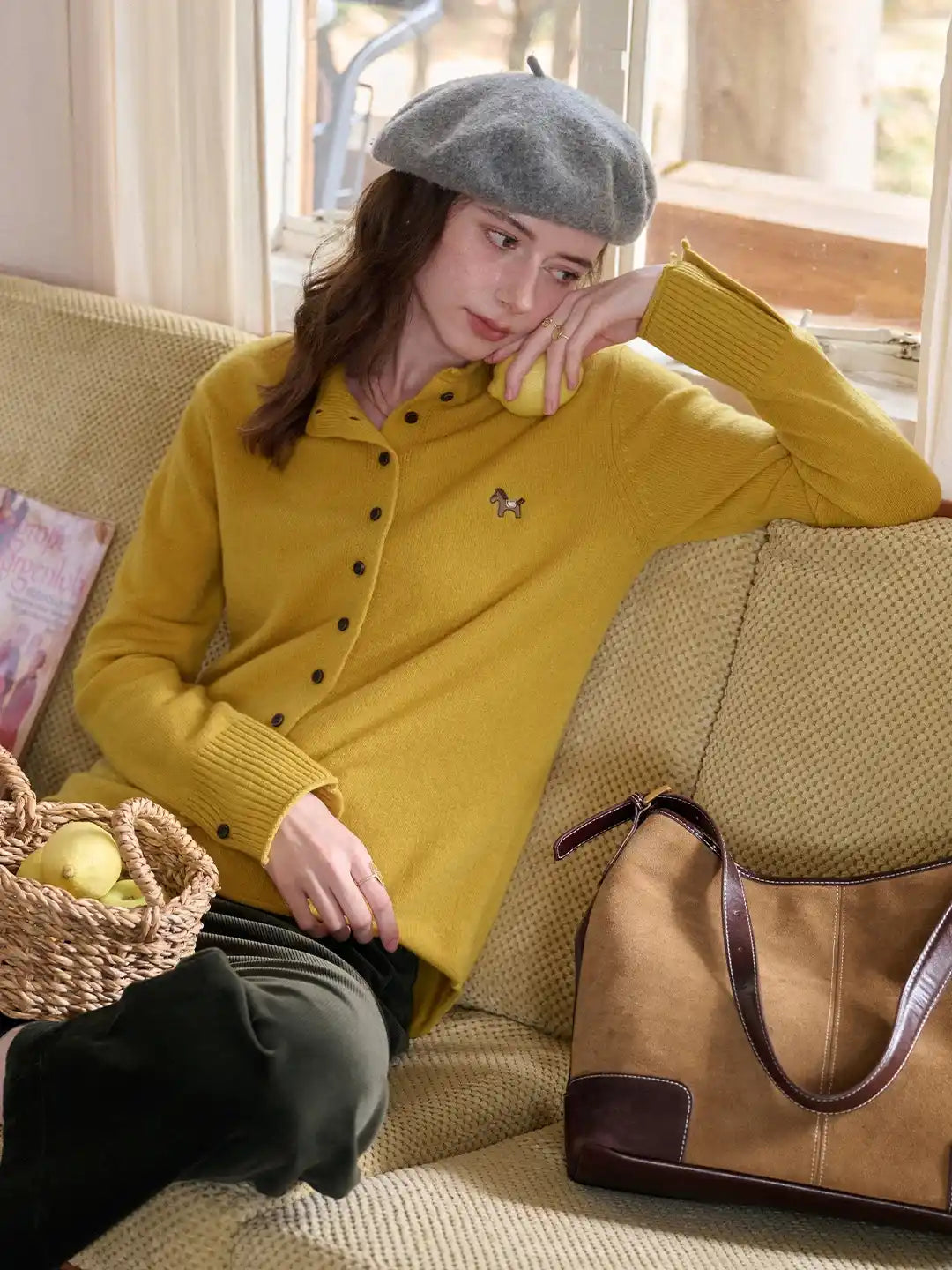 Araceli Round Neck 100% Wool Cardigan