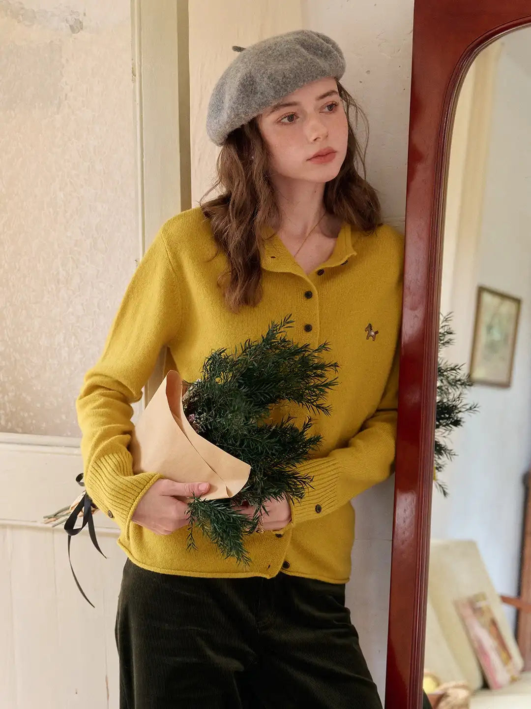 Araceli Round Neck 100% Wool Cardigan