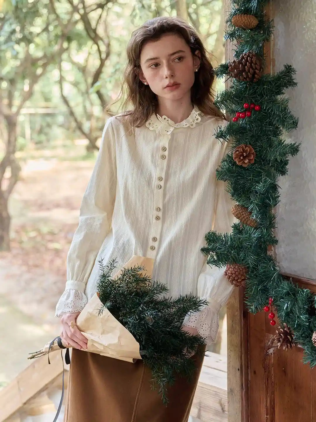 Kaiya Ruffle Collar 100% Cotton Blouse