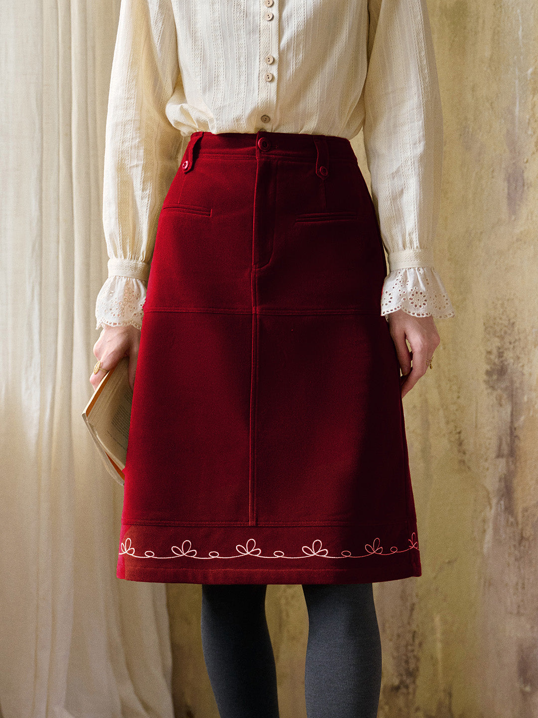 Denver Embroidery Midi Skirt
