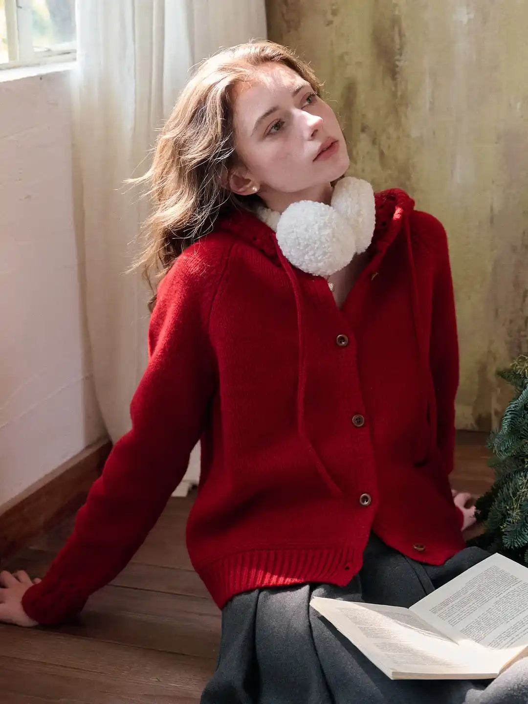 Kori 100% Wool Hoodie Cardigan