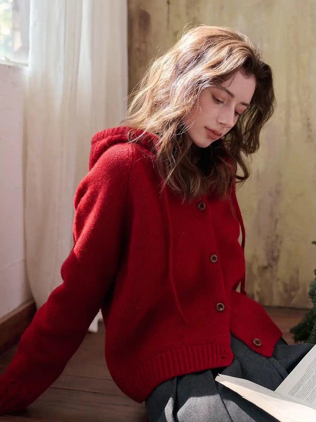 Kori 100% Wool Hoodie Cardigan