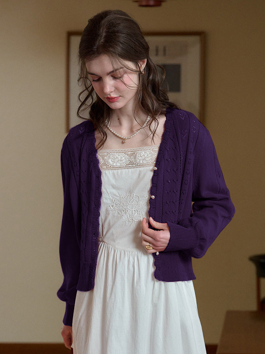 Amira Wave V-neck Cotton Knitted Cardigan