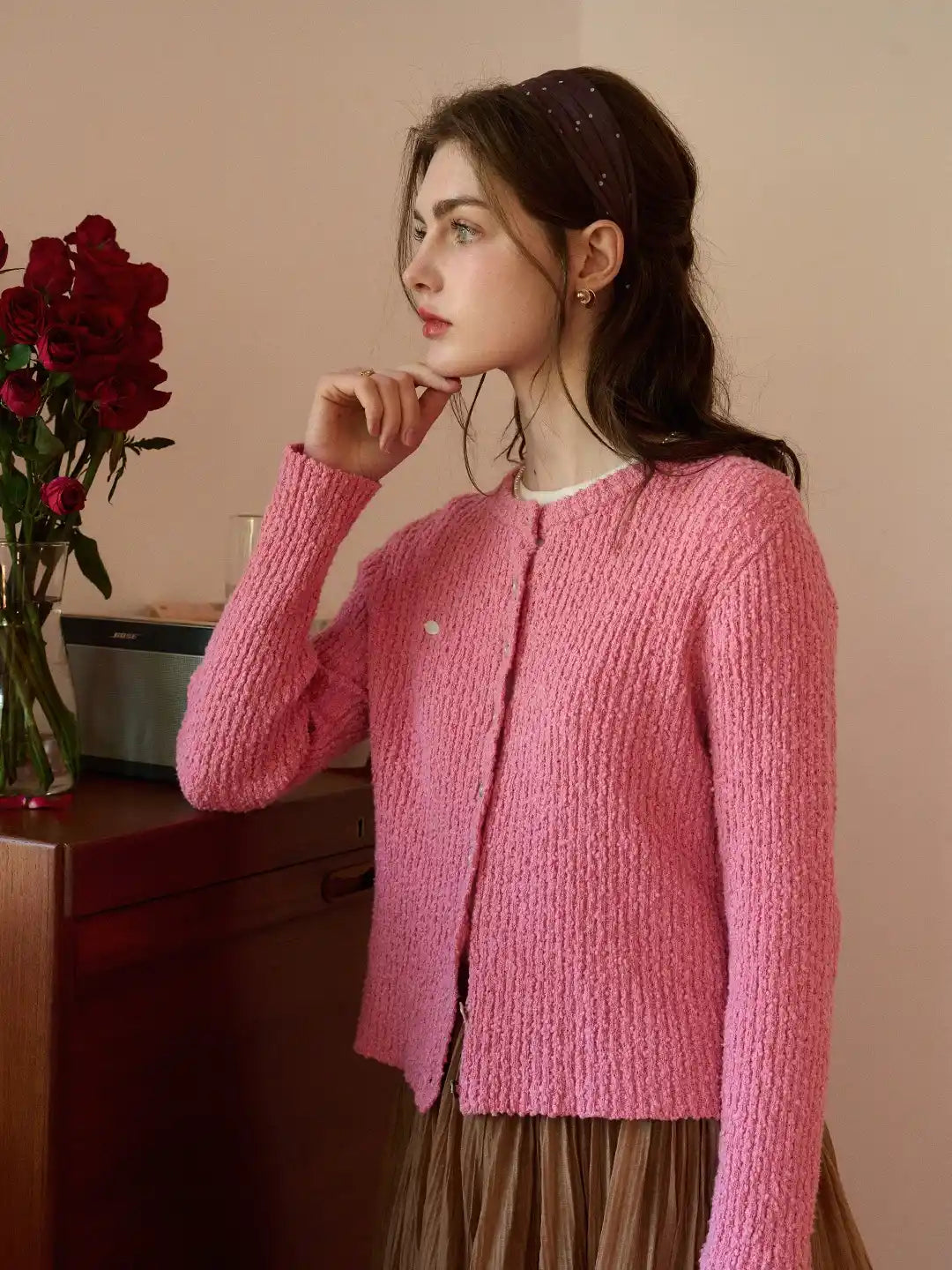 Magdalena Round Neck Cotton Cardigan