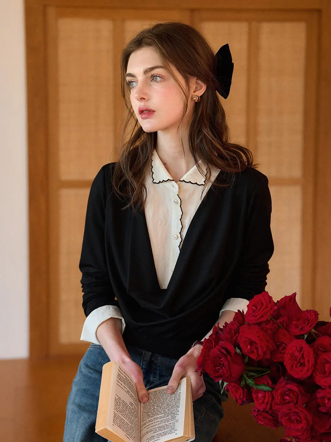 Lilyana Peter Pan Collar Layered-look Top