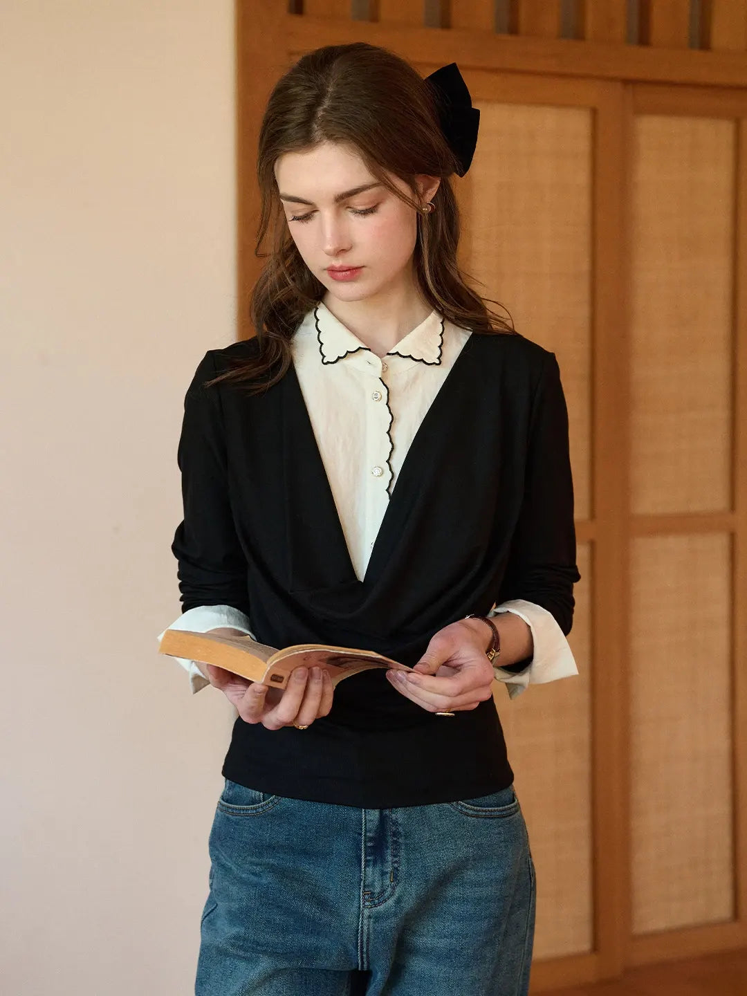 Lilyana Peter Pan Collar Layered-look Top