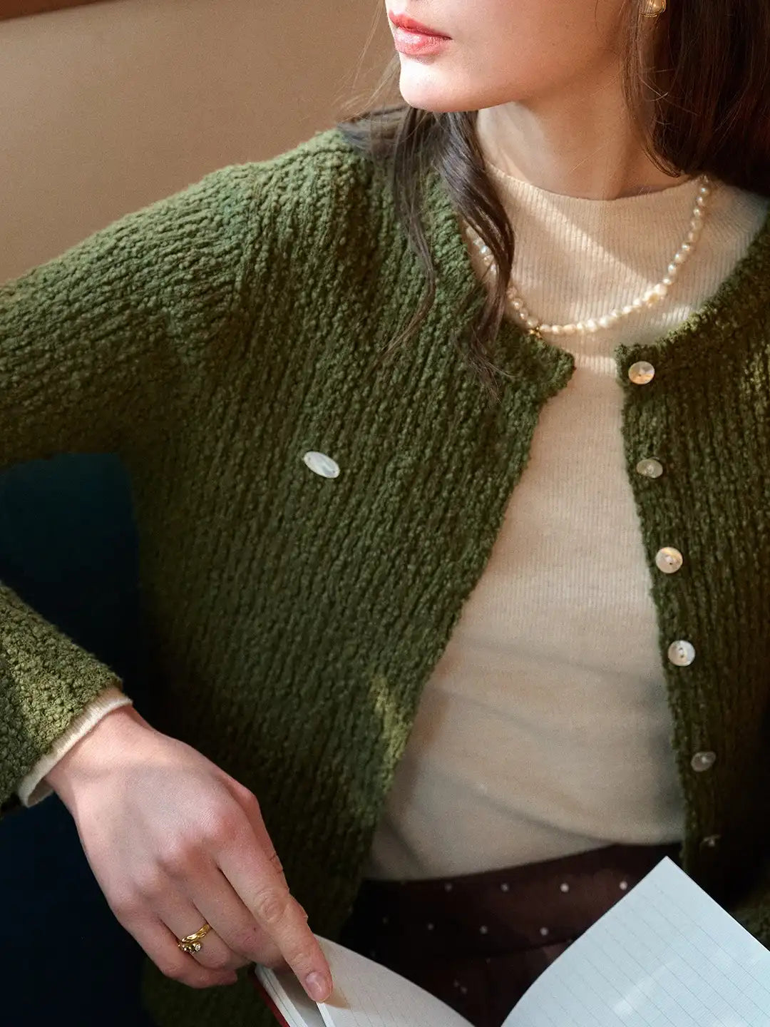 Magdalena Round Neck Cotton Cardigan