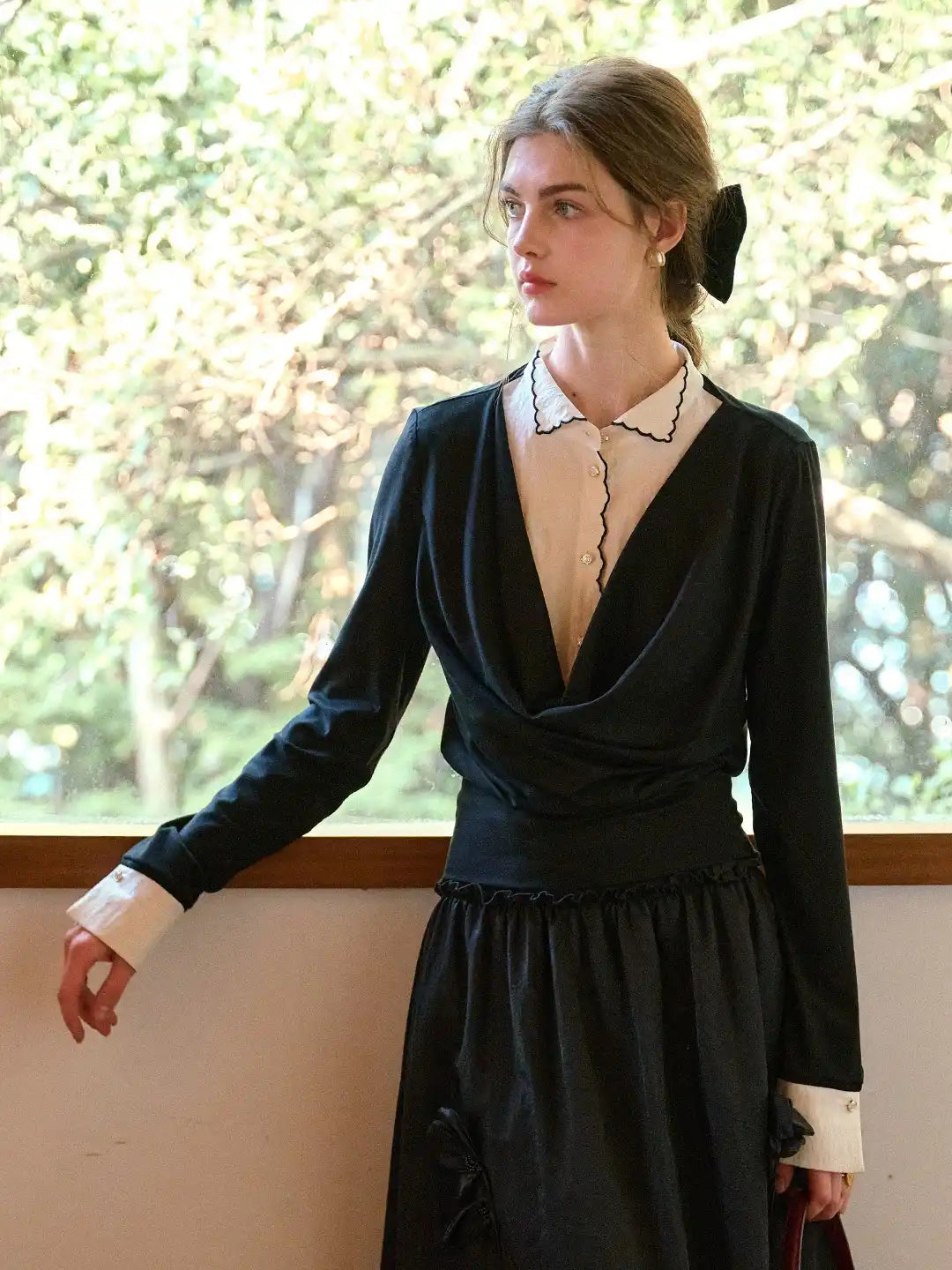 Lilyana Peter Pan Collar Layered-look Top