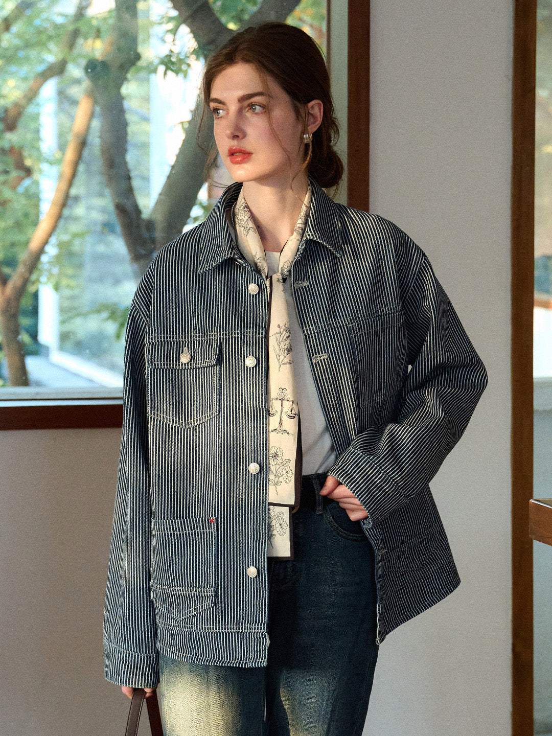 【Final Sale】Navy Lapel Stripe Jacket