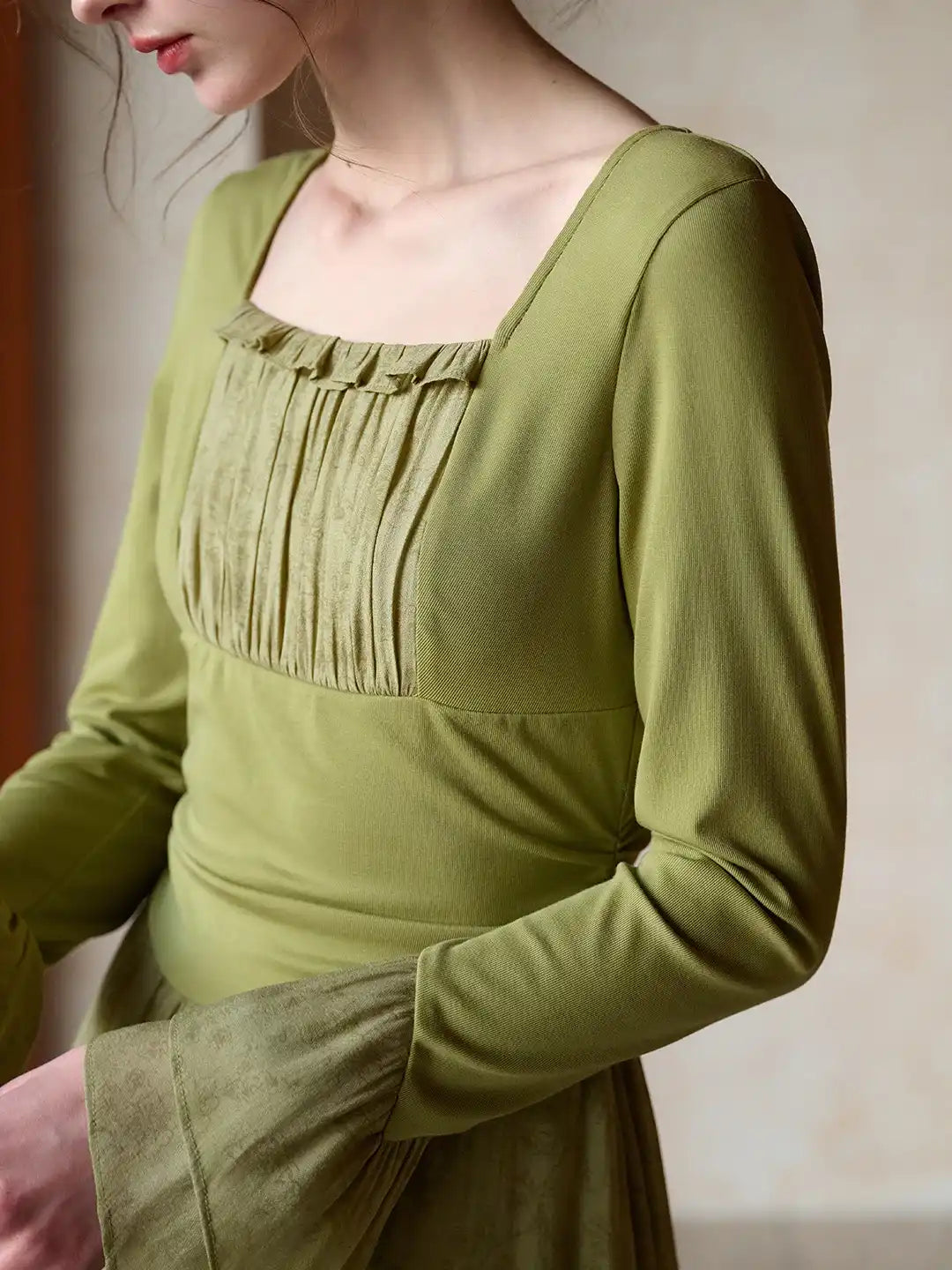 Kimora Square Neck Shirred Dress