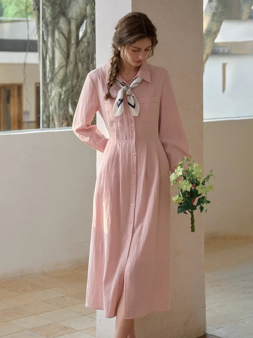 Kamiyah Lapel Button Dress