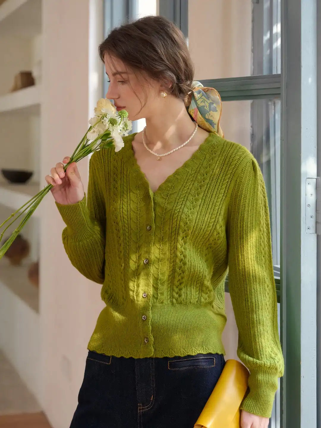 Livia V-Neck Hollow Cardigan