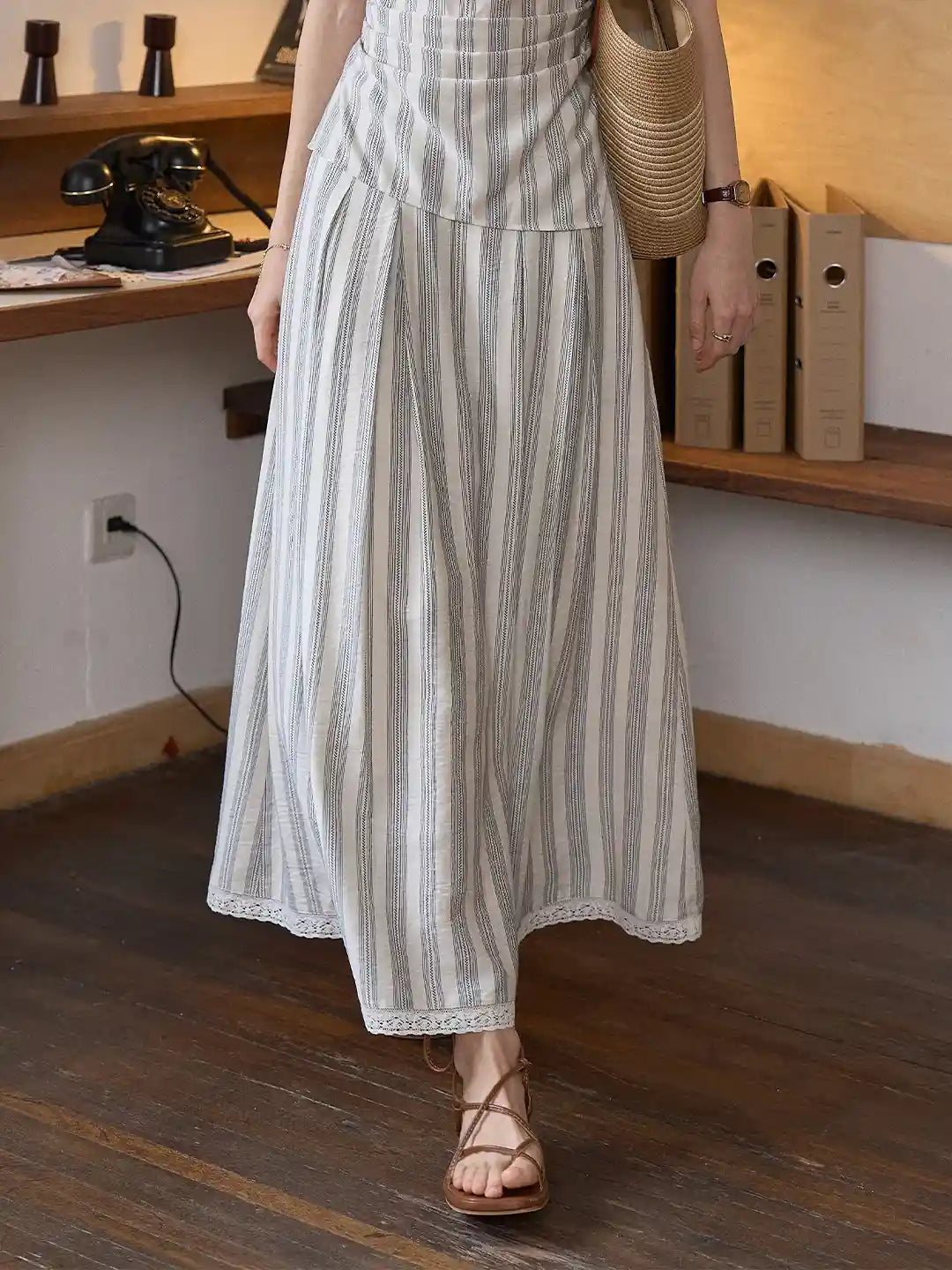 Hayley Stripes Cotton Skirt