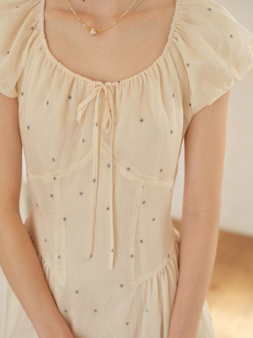 Gabriella Round Neck Printed Linen Dress