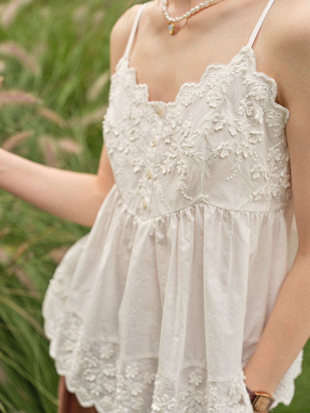 Myla Lace-Embroidered 100% Cotton Top