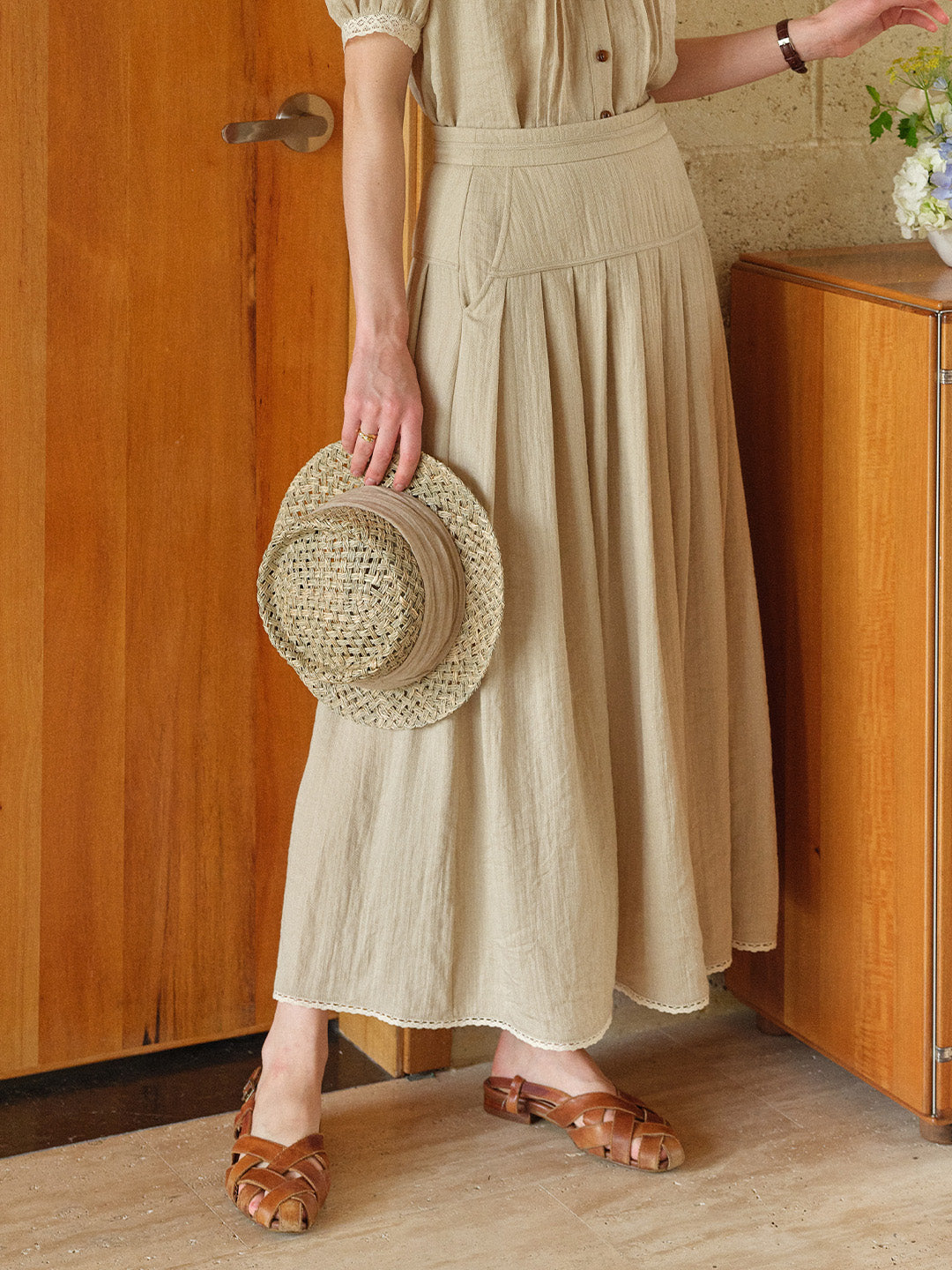 Selene A-Line Linen Skirt