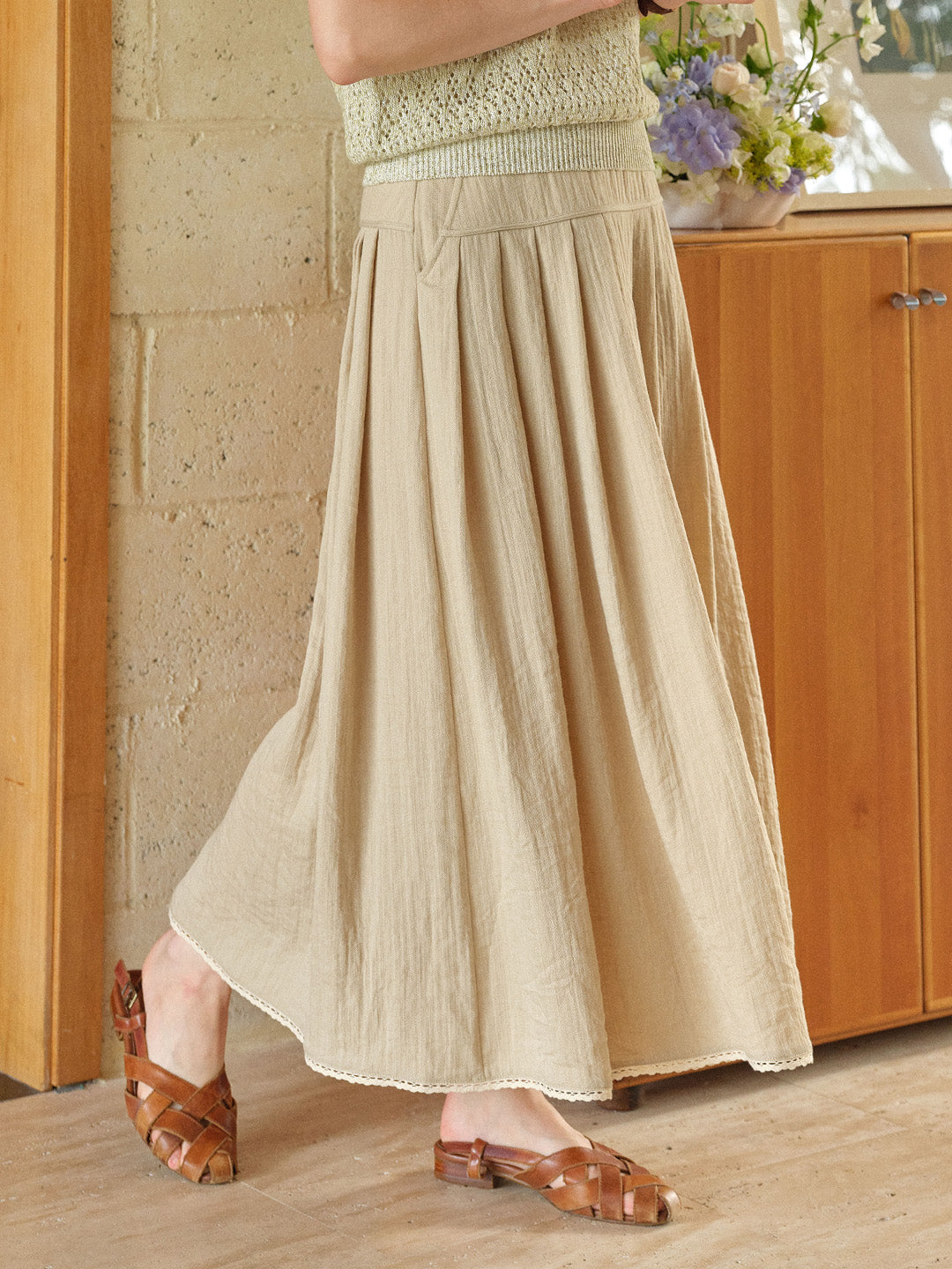 Selene A-Line Linen Skirt