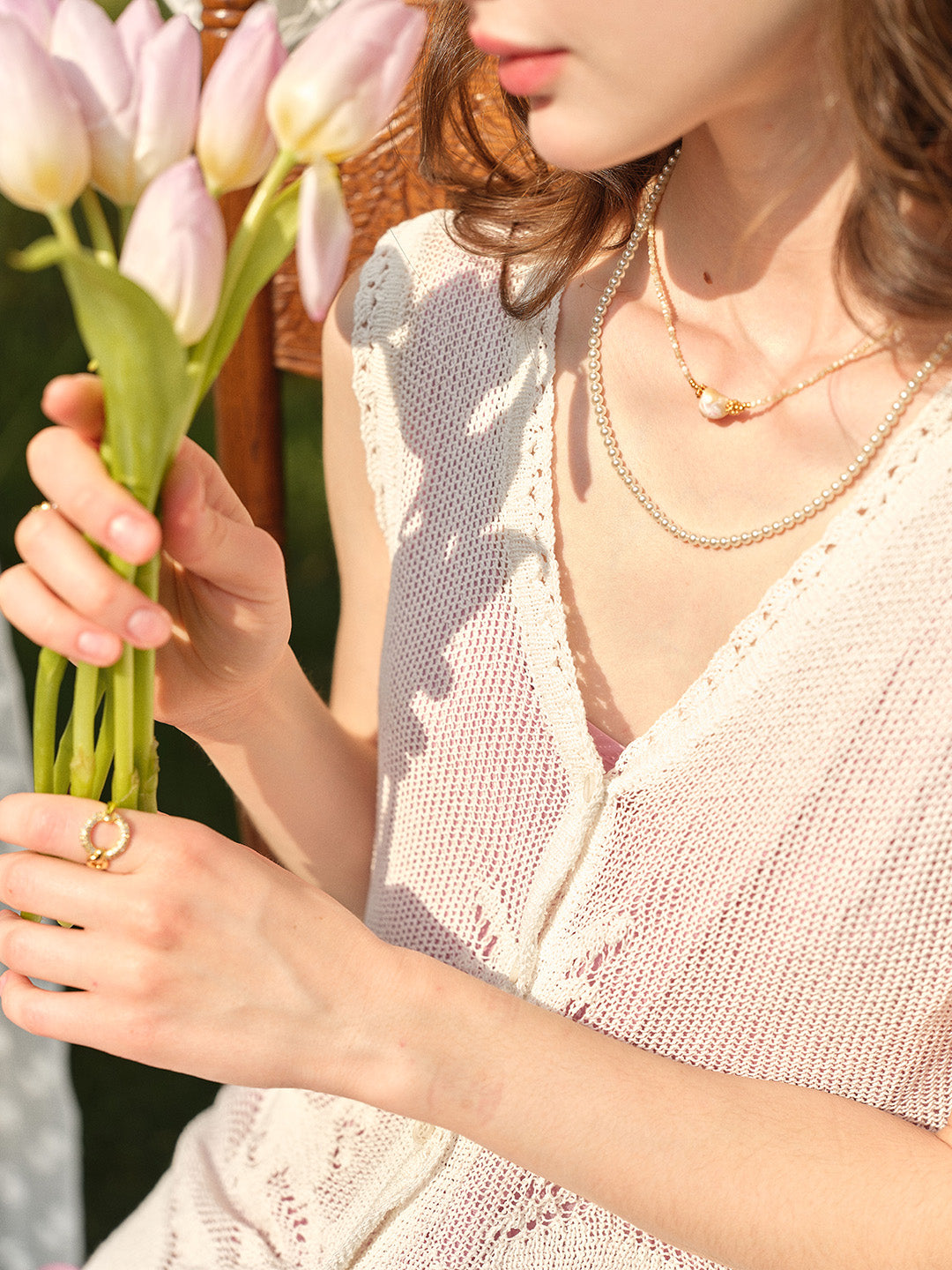 Kiera Lightweight Lace-Knit Vest