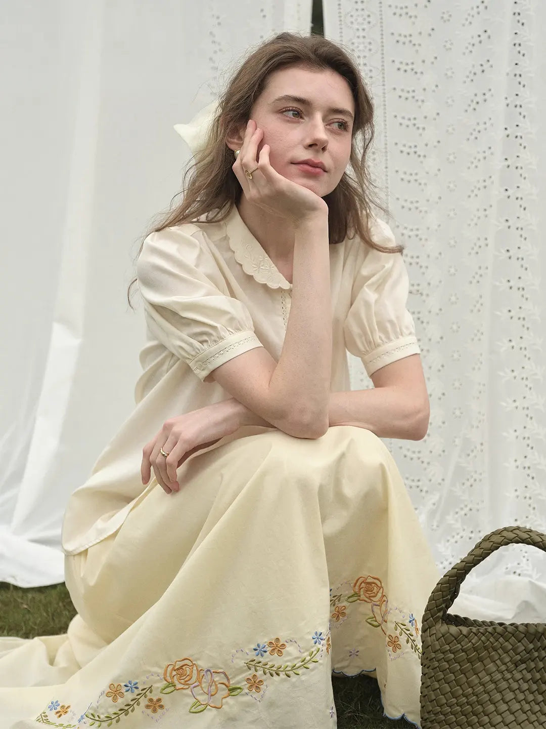 Xyla Peter Pan Collar Embroidered Blouse