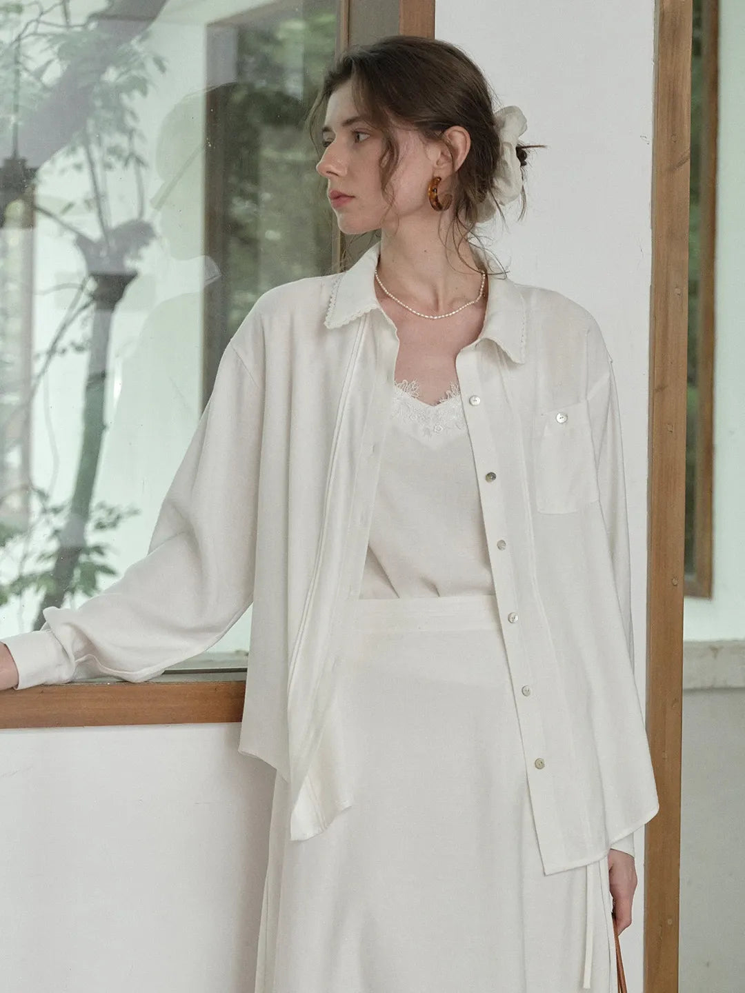Carla Lace Collar Linen Shirt