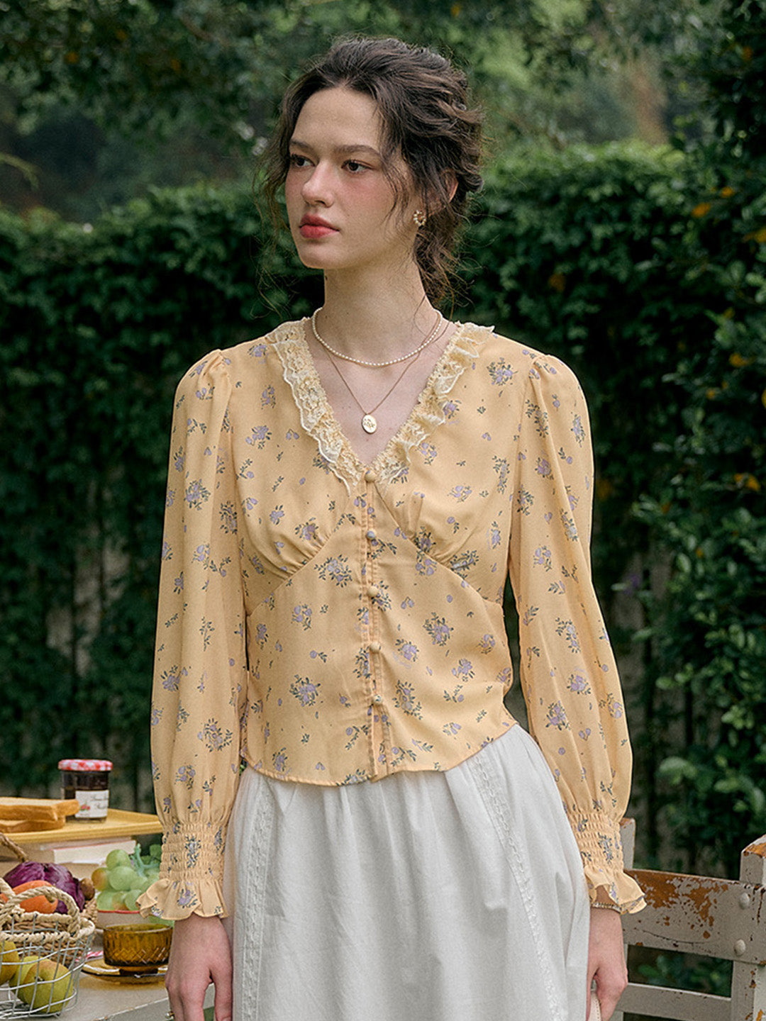 V Neck Satin Blouse, Sleeveless  Yellow Bird main image 0