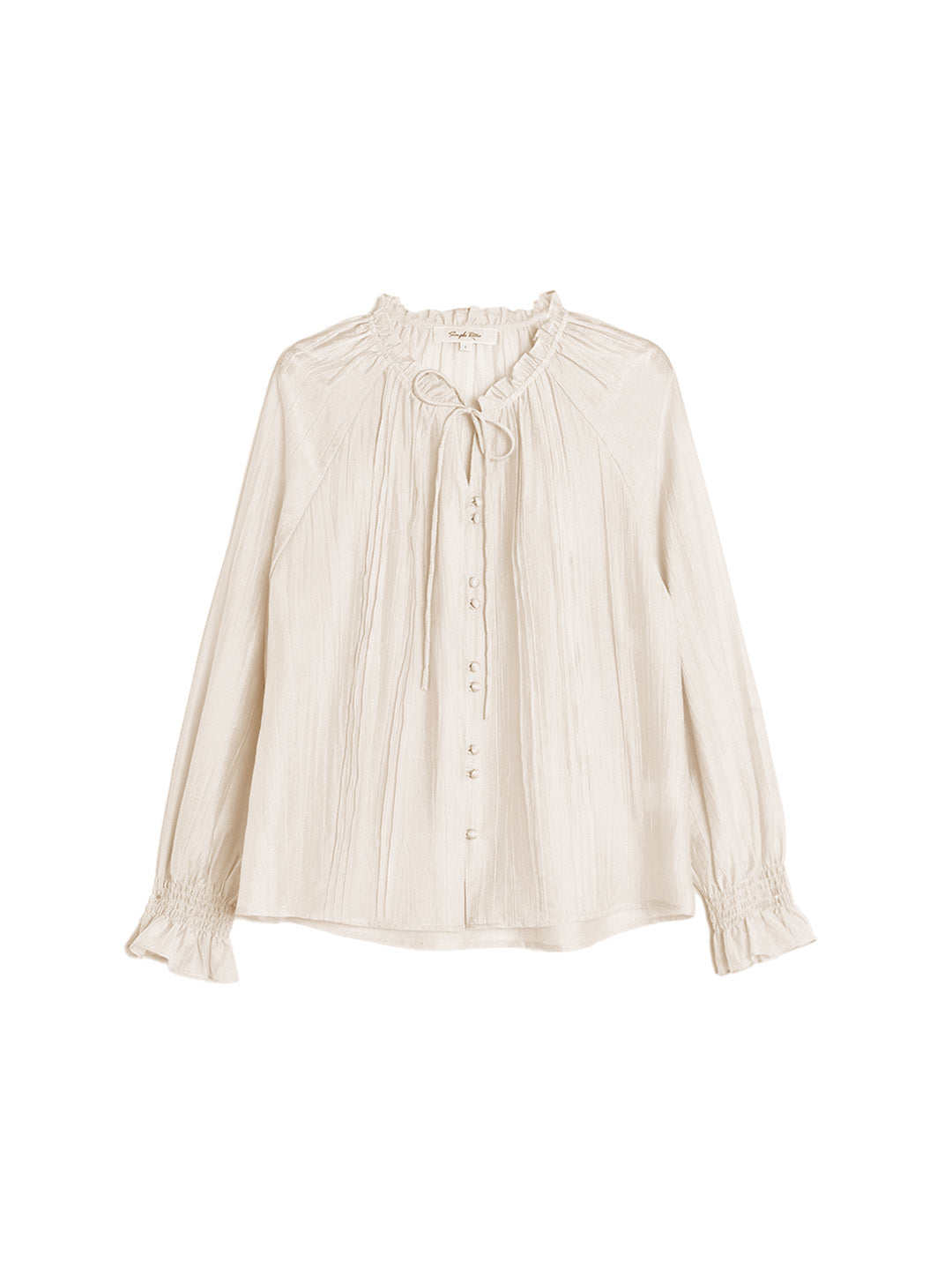 Sana Ruffle Collar Tie Blouse - Blue