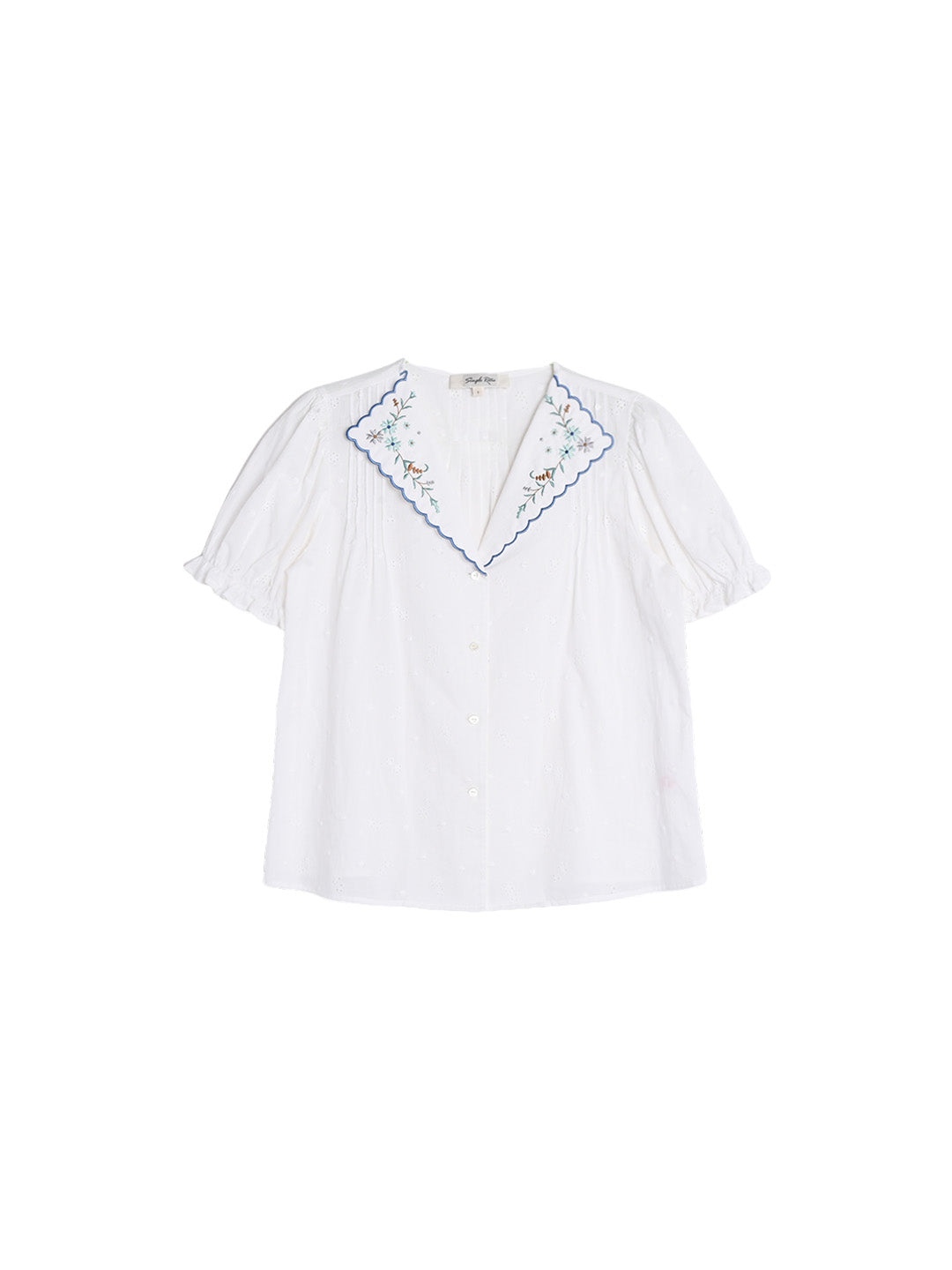 Lainey V-Neck Embroidery 100% Cotton Blouse