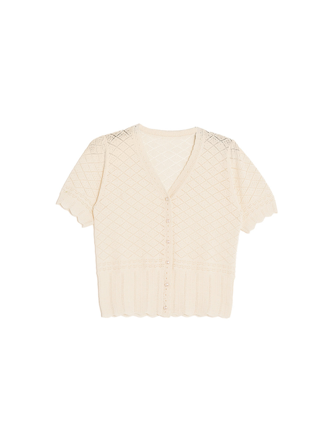 Lucia V-Neck Hollow Cotton Cardigan