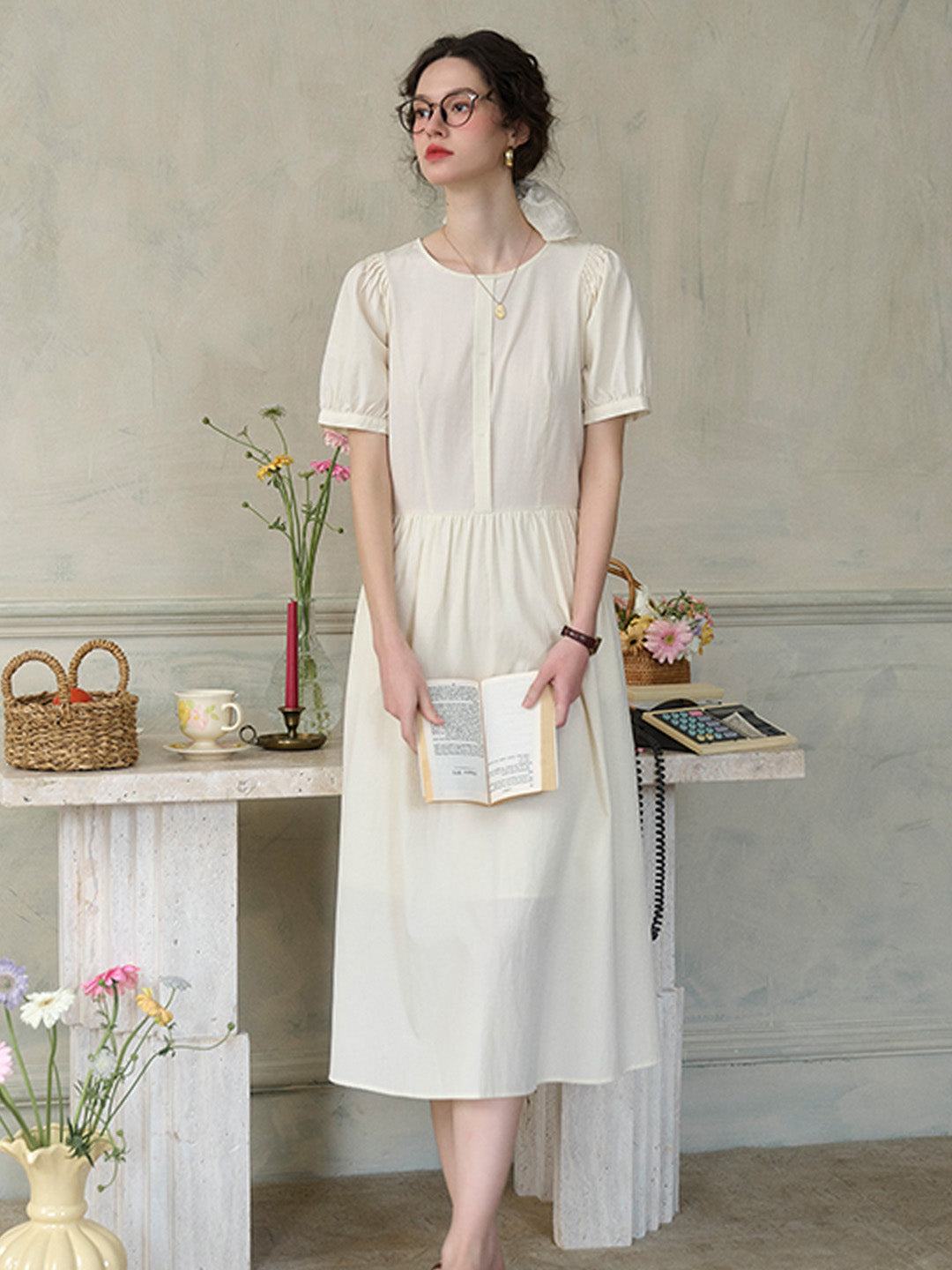 【Final Sale】Sabrina Round Neck Cotton Dress