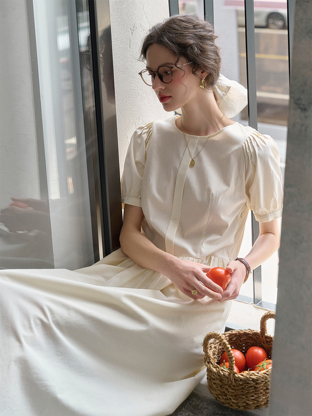 【Final Sale】Sabrina Round Neck Cotton Dress