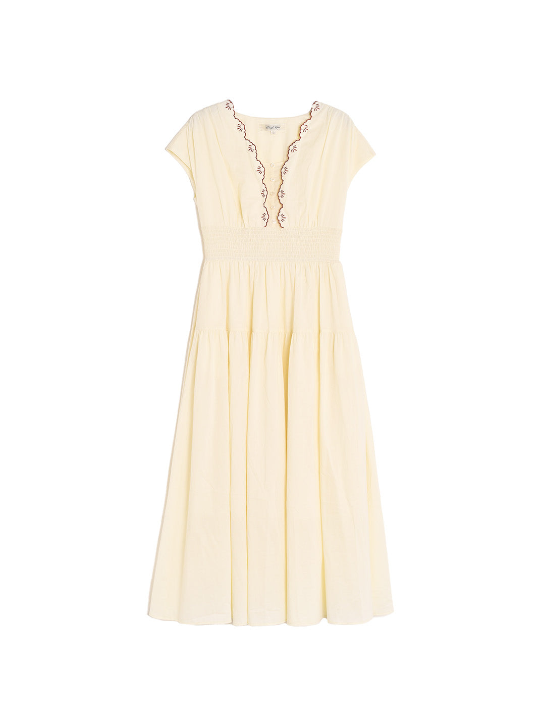 Adalyn Wavy Neck Embroidery 100% Cotton Dress