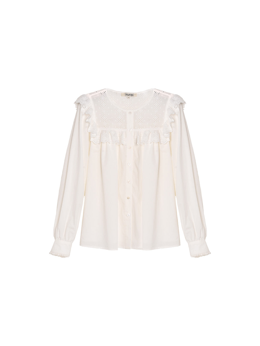 Danna Round Neck Lace Trim Blouse