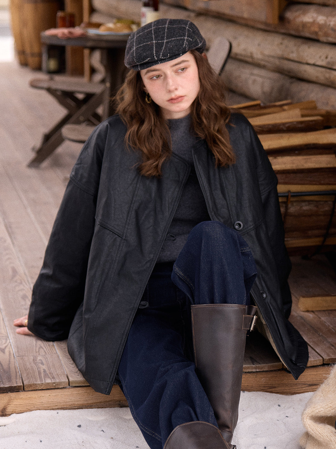 Cheyenne Faux Leather Down Jacket