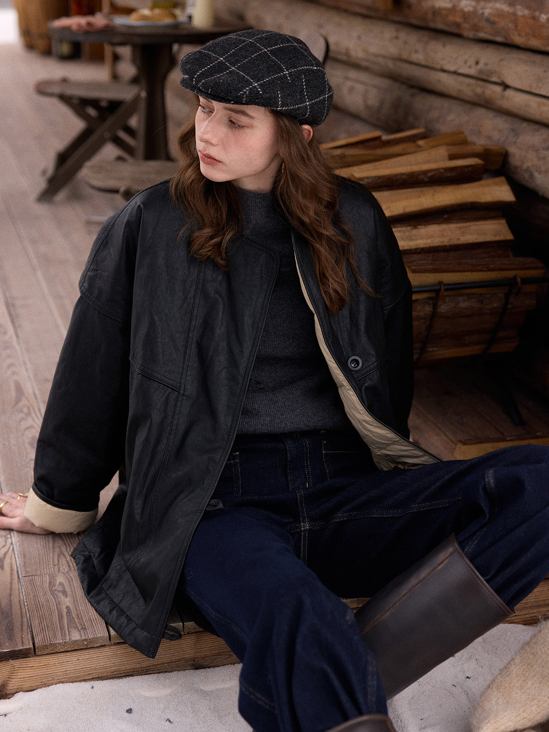 Cheyenne Faux Leather Down Jacket