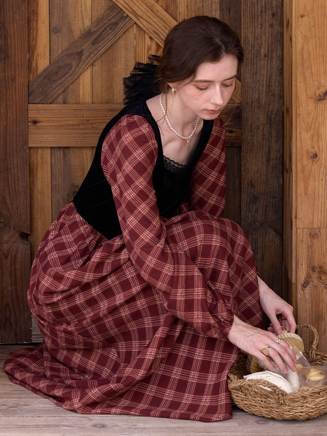 Charley Square Neck Plaid Dress